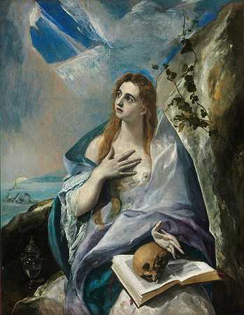 忏悔的抹大拉`The Penitent Magdalene by El Greco (Domenikos Theotokopoulos)