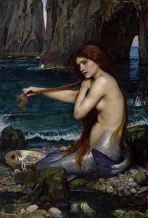 美人鱼`A Mermaid by John William Waterhouse RA