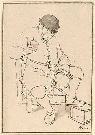 坐着拿着水壶的农民`Seated Peasant with Jug (c. 1763) by Cornelis Ploos van Amstel