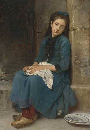 忧郁的女孩（天真）`Pensive Girl (Innocence) (1904) by Léon-Jean-Basile Perrault