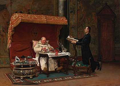 佳能晚餐`The Canons Dinner (1875) by Jehan Georges Vibert