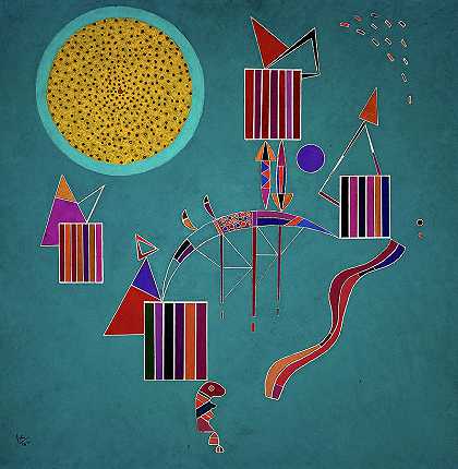 亲密的聚会`An Intimate Party by Wassily Kandinsky