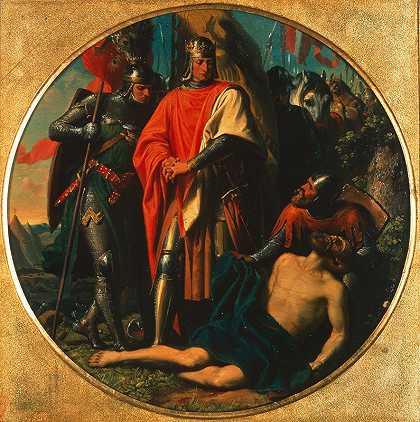 1278年，鲁道夫·I·冯·哈布斯堡在德恩克鲁特奥托卡的尸体上`Rudolf I. von Habsburg an der Leiche Ottokars bei Dürnkrut 1278 (1868) by Karl von Blaas