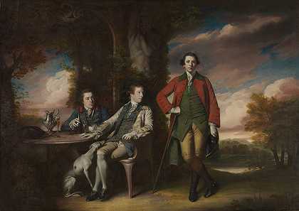 尊敬的亨利·范恩（1739-1802）与伊尼戈·琼斯和查尔斯·布莱尔`The Honorable Henry Fane (1739–1802) with Inigo Jones and Charles Blair (1761–66) by Sir Joshua Reynolds