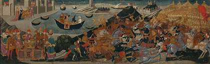 法萨卢斯之战和庞培之死`The Battle of Pharsalus and the Death of Pompey (1455) by Workshop of Apollonio di Giovanni