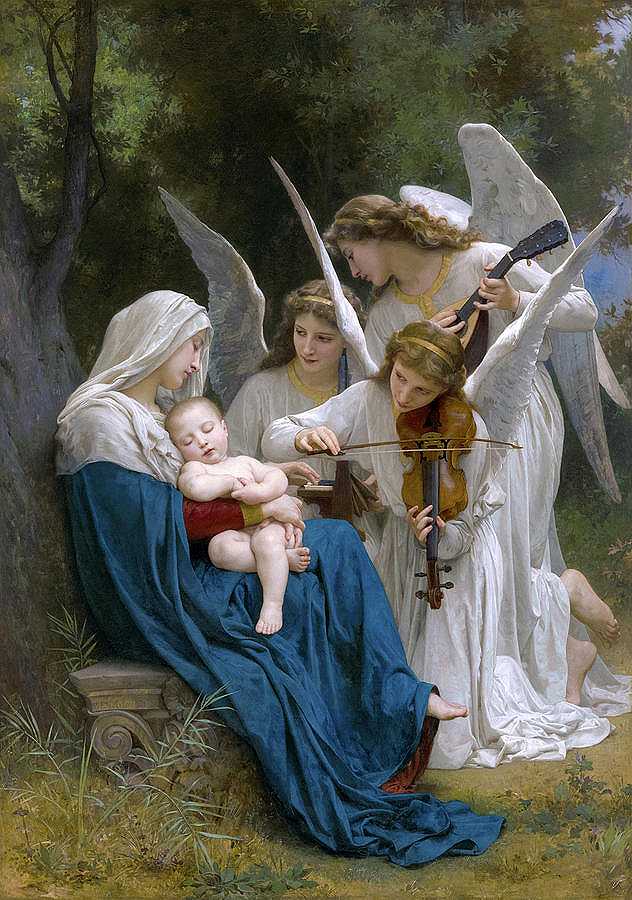 《天使圣母》，1881年`The Virgin with Angels, 1881 by William-Adolphe Bouguereau