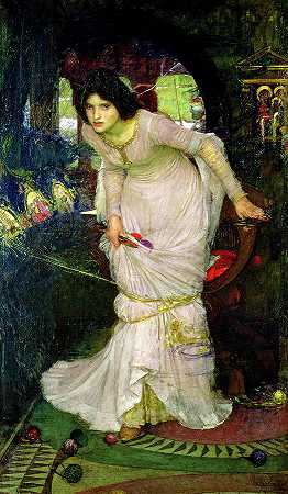 沙洛特夫人，1894年`The Lady of Shalott, 1894 by John William Waterhouse