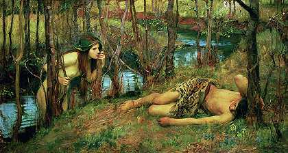 纳亚德，水仙女，1893年`The Naiad, Water Nymph, 1893 by John William Waterhouse