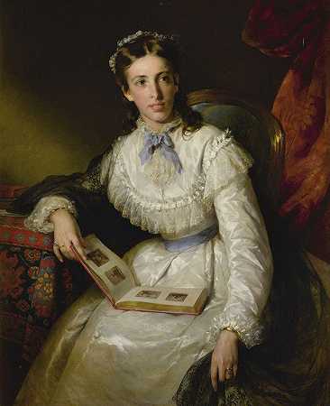 威廉·冯·迈利乌斯男爵夫人`Baroness Wilhelmine Von Mylius by Friedrich von Amerling