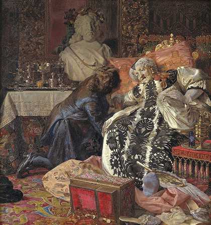 苏菲·阿玛莉女王之死`The Death Of Queen Sophie Amalie (1881_1882) by Kristian Zahrtmann