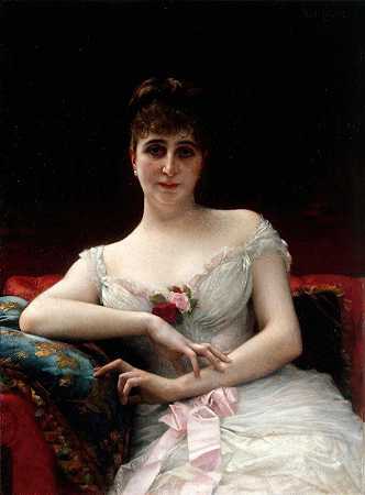 爱德华·埃尔维夫人肖像`Portrait de Madame Edouard Hervé (1884) by Alexandre Cabanel