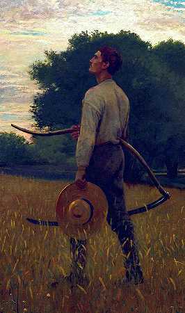 云雀之歌，年轻的农夫`Song of the Lark, Young Farmer by Winslow Homer