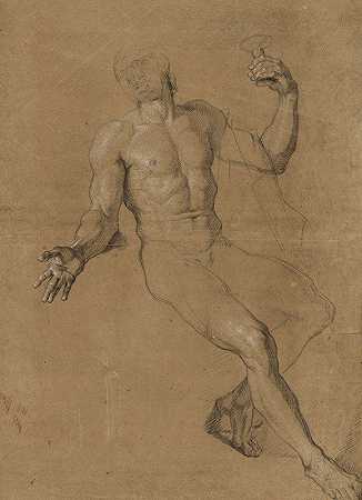 一名裸体男子假扮巴克斯的研究`Study of a Nude Man Posed as Bacchus (1685) by Antoine Coypel