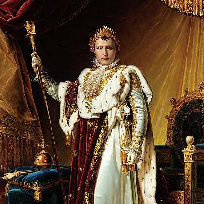 1806-1810年，法国皇帝拿破仑一世在加冕典礼上`Napoleon I, Emperor of the French, in Coronation Regalia, 1806-1810 by Francois Gerard