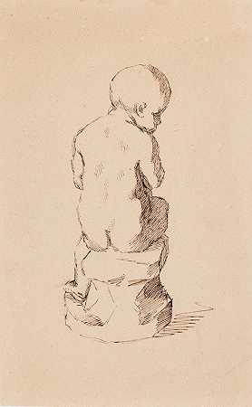 坐着的小男孩，从后面雕塑`Istuva pieni poika, veistos takaapäin (1877 ~ 1878) by Helene Schjerfbeck