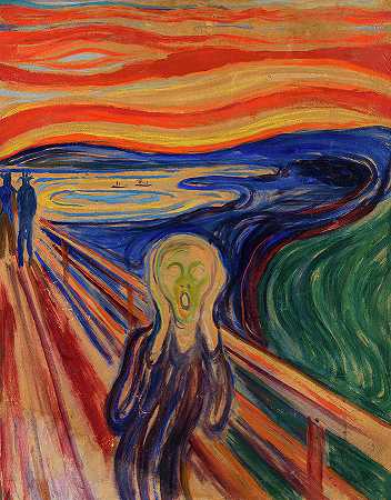 《尖叫》，斯克里克，1910年`The Scream, Skrik, 1910 by Edvard Munch