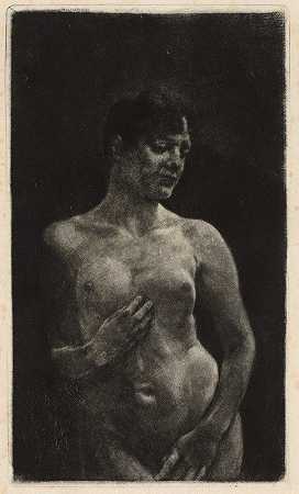 裸体站立`A Standing Nude (1891) by Max Klinger