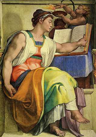西斯廷教堂`Erythraean Sibyl, Sistine Chapel by Michelangelo