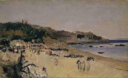 在丹吉尔的海滩上`On the Beach at Tangier (1858~60) by Frank Buchser