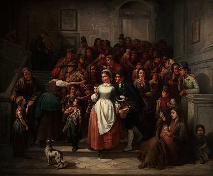抽奖之后`Nach Der Lotterieziehung (1859) by Friedrich Friedländer