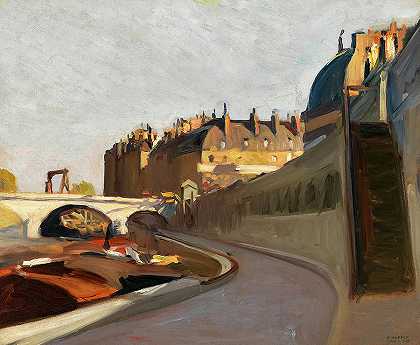 大奥古斯丁码头，1909年`The Quai des Grands Augustins, 1909 by Edward Hopper