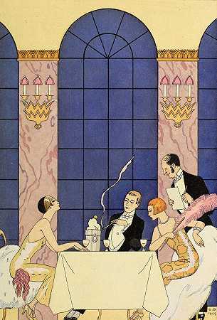 法巴拉和范弗雷鲁切，美食`Falbalas et fanfreluches, La Gourmandise (1925) by George Barbier