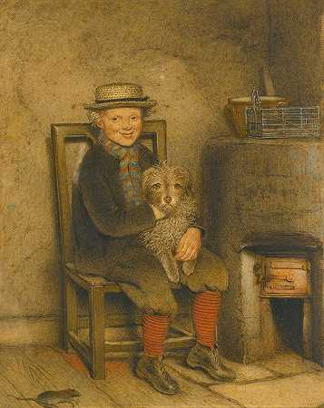 一个男孩和他的狗`A Boy And His Dog (19th Century) by English School