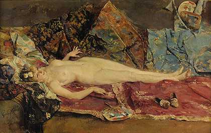 东方裸体`Orientalist Nude (1875) by José García Ramos