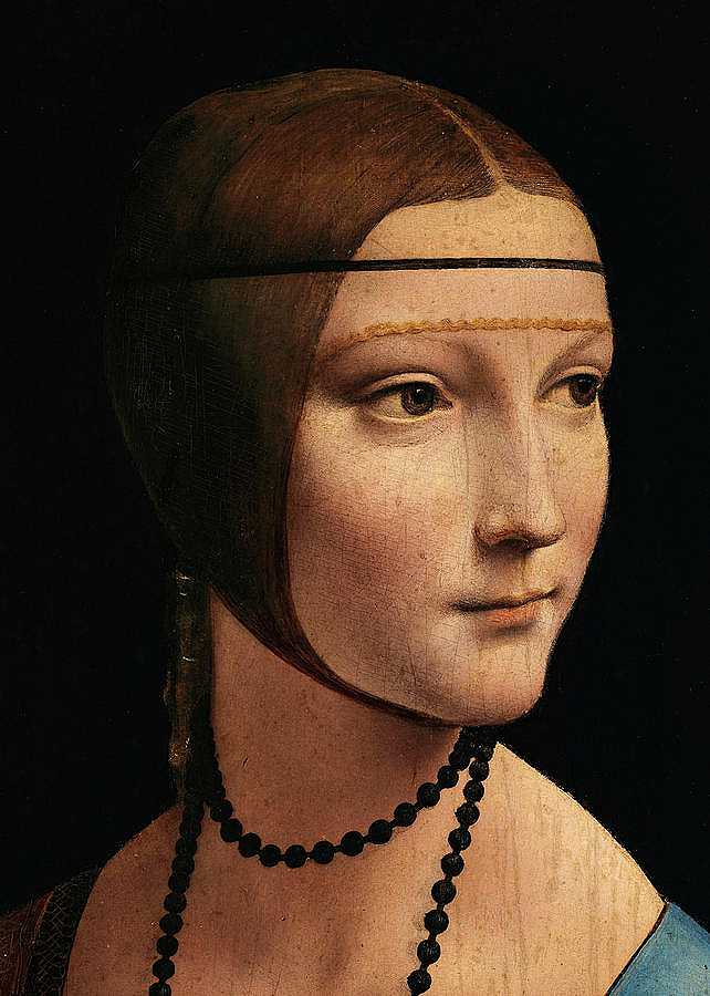 塞西莉亚·加莱拉尼，戴着貂皮的女士`Cecilia Gallerani, The Lady with an Ermine by Leonardo da Vinci