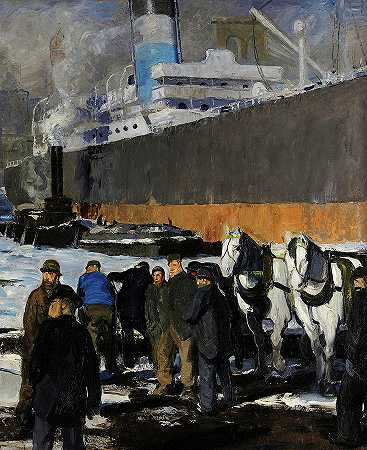 纽约市码头工人`Men of the Docks, New York City by George Bellows
