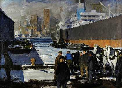 码头上的人，1912年`Men of the Docks, 1912 by George Bellows