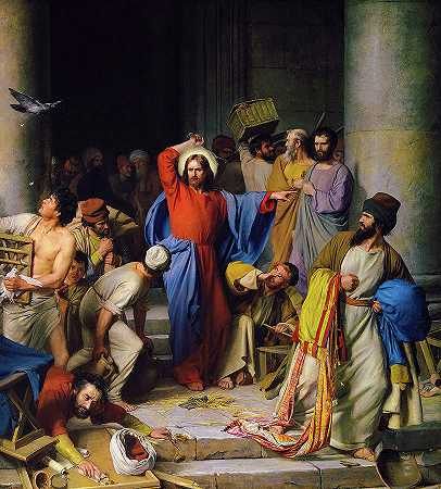 耶稣清洗圣殿，1874年`Jesus Cleansing the Temple, 1874 by Carl Bloch