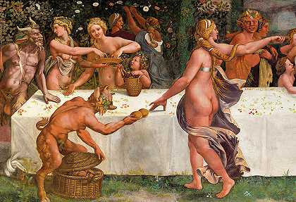 婚礼盛宴丘比特和普赛克`Wedding Feast, Cupid and Psyche by Giulio Romano