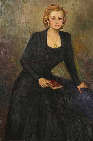 一位女士的肖像`Portrait of a Lady by Hugo Boettinger