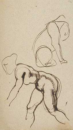 对一只狮子和一只雌性裸体动物的研究`Studies of a Lion and a Female Nude (ca. 1844) by Eugène Delacroix