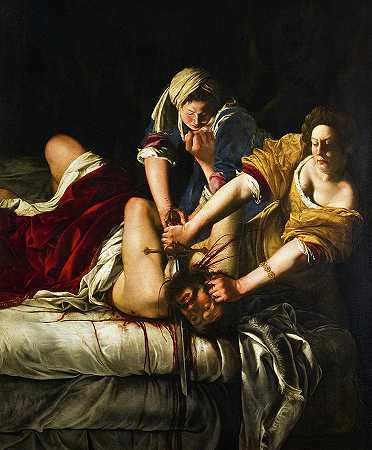 Judith斩首Holofernes，1614-1620年`Judith Beheading Holofernes, 1614-1620 by Artemisia Gentileschi