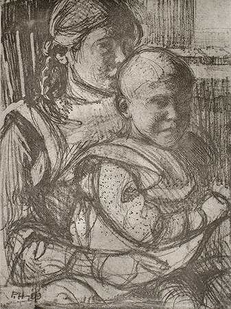 安妮和埃莉娜`Anni and Elina (1909) by Pekka Halonen