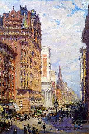 纽约第五大道`Fifth Avenue, New York by Colin Campbell Cooper