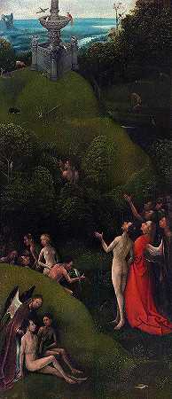 人间天堂，来世的景象，1500年`Terrestrial Paradise, Visions of the Hereafter, 1500 by Hieronymus Bosch