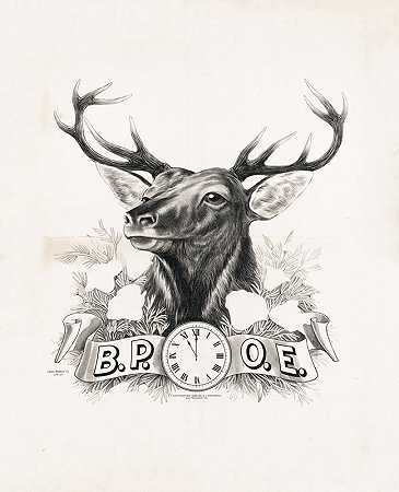B.P.O.E.[麋鹿慈善保护令]`B. P. O. E. [Benevolent and Protective Order of Elks] (1909) by H.J. Reandeau