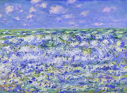 海浪破碎，1881年`Waves Breaking, 1881 by Claude Monet