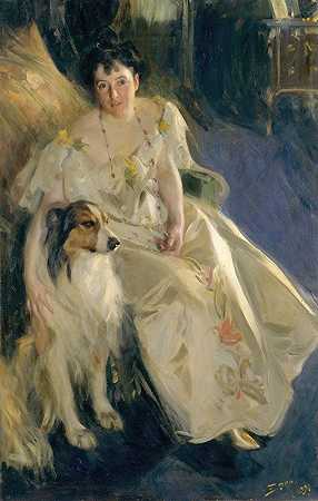 沃尔特·拉斯伯恩·培根夫人（弗吉尼亚·珀迪·巴克，1862-1919）`Mrs. Walter Rathbone Bacon (Virginia Purdy Barker, 1862–1919) (1897) by Anders Zorn