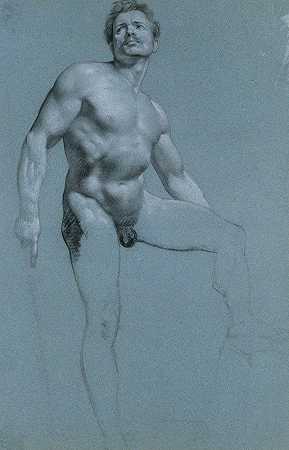 男性裸体站立`Standing Male Nude (1810–20) by Pierre-Paul Prud&;hon