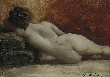 裸体躺着`Reclining nude by Allan Douglas Davidson