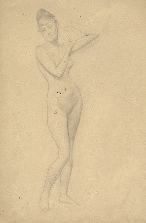 裸体站立女性`Stehender weiblicher Akt by Gustav Klimt