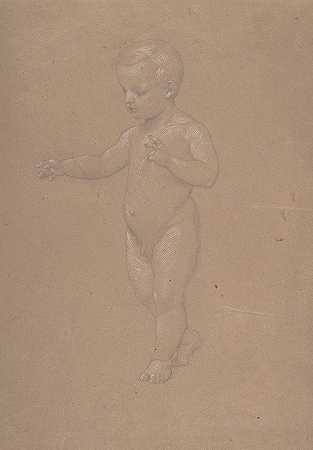 裸体男孩，向左走`Nude Boy, Walking to the Left (1840–80) by Anselm Feuerbach