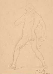 画中裸体男性的素描圣马提亚殉道`
Sketch of nude male to the painting ;Martyrdom of St. Matthias (1866~1867)  by Józef Simmler