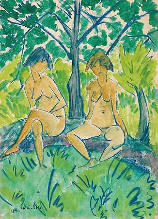 两个女孩的档案`Zwei Mädchenakte (1925) by Otto Mueller