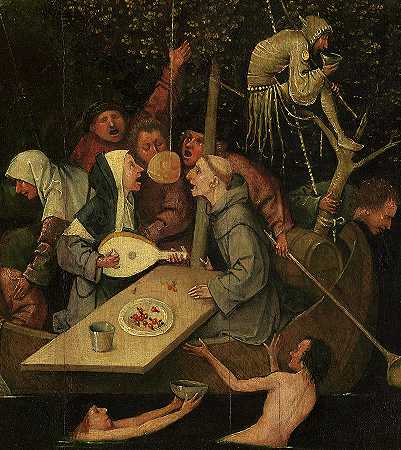 傻瓜之船，1500`Ship of Fools, 1500 by Hieronymus Bosch