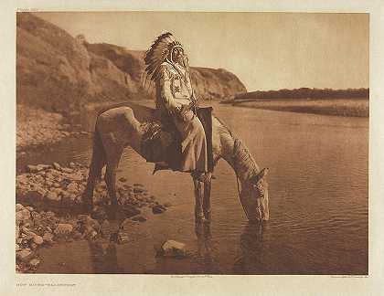 弓河-黑脚`Bow River – Blackfoot by Edward Sheriff Curtis